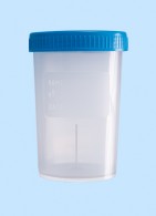 Becher mit blauem Schraubverschluß 200 ml, im Bulk steril