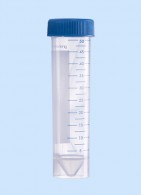 Röhrchen mit Schraubverschluß 50 ml, blau, mit Schriftfeld, konischer Boden mit Standrand, DNase/RNase, DNA, pyrogen frei, steril, Maße 30 x 116