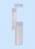 Versandgefäße mit Saugeinlage und Symboldruck Maße 44 x 114, komplettiert mit Schraubgefäß 450-ST, natur, zu 50 Stück unterverpackt