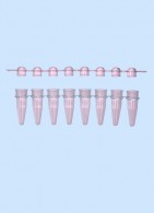 PCR-8er Streifen mit PCR-8er Deckelstreifen, rot,RNase/DNase frei
