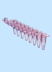 8er PCR Streifen 0,2 ml mit einzeln anhängendem Deckel, domförmig, rot