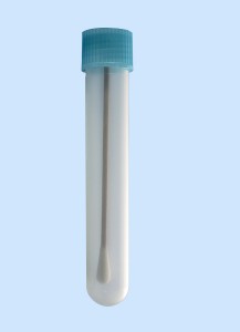 Schraubröhrchen mit Wattebausch, steril, blau