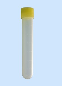 Röhrchen mit Schraubverschluß steril, gelb, 13 ml, Maße 16 x 100