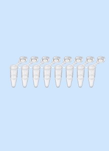 8er PCR Streifen 0,2 ml mit einzeln anhängendem Deckel, flach, natur, L o w  Profile